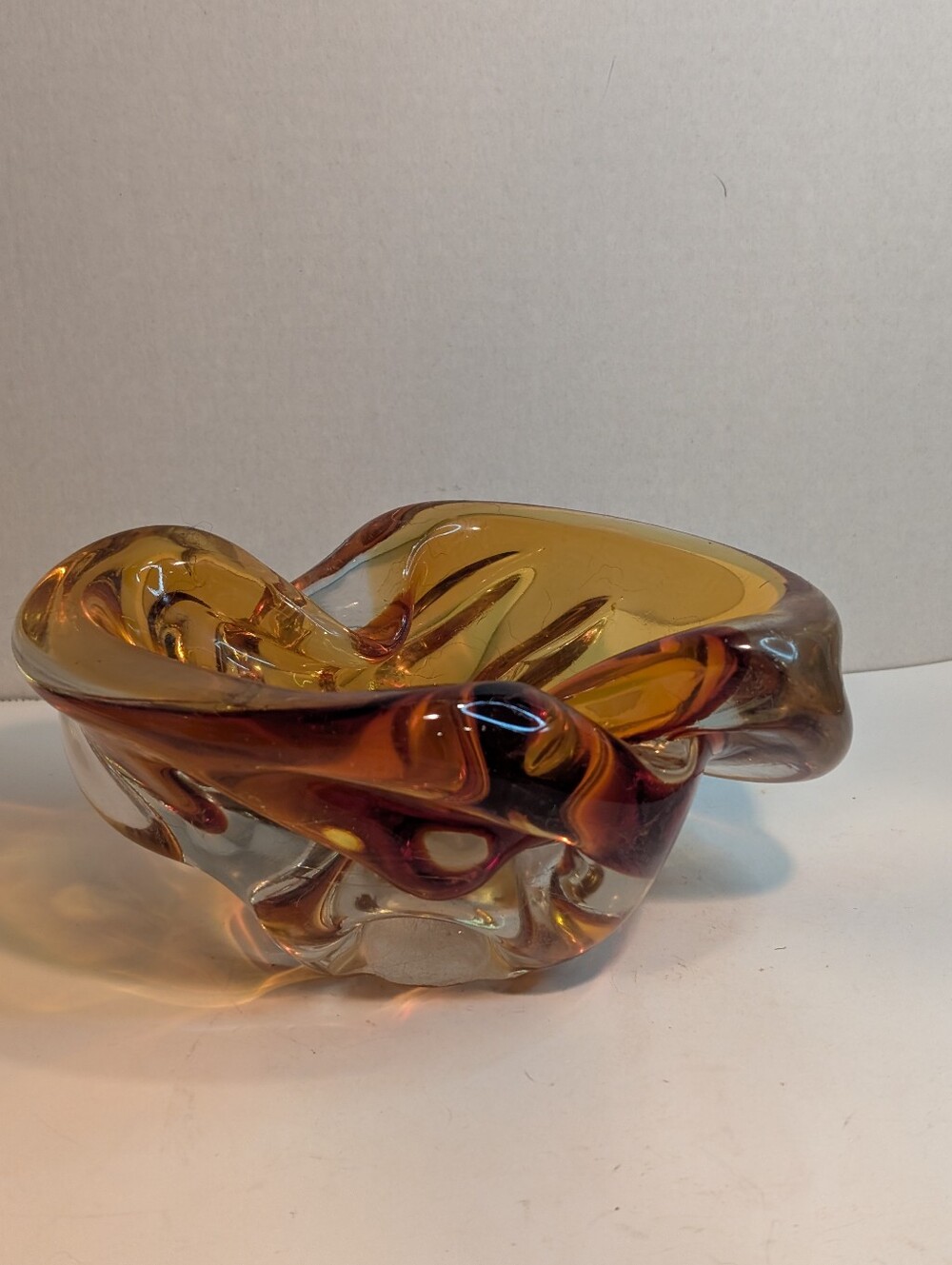 Possible Chalet Glass Amber Art Glass Bowl Or Ashtray.